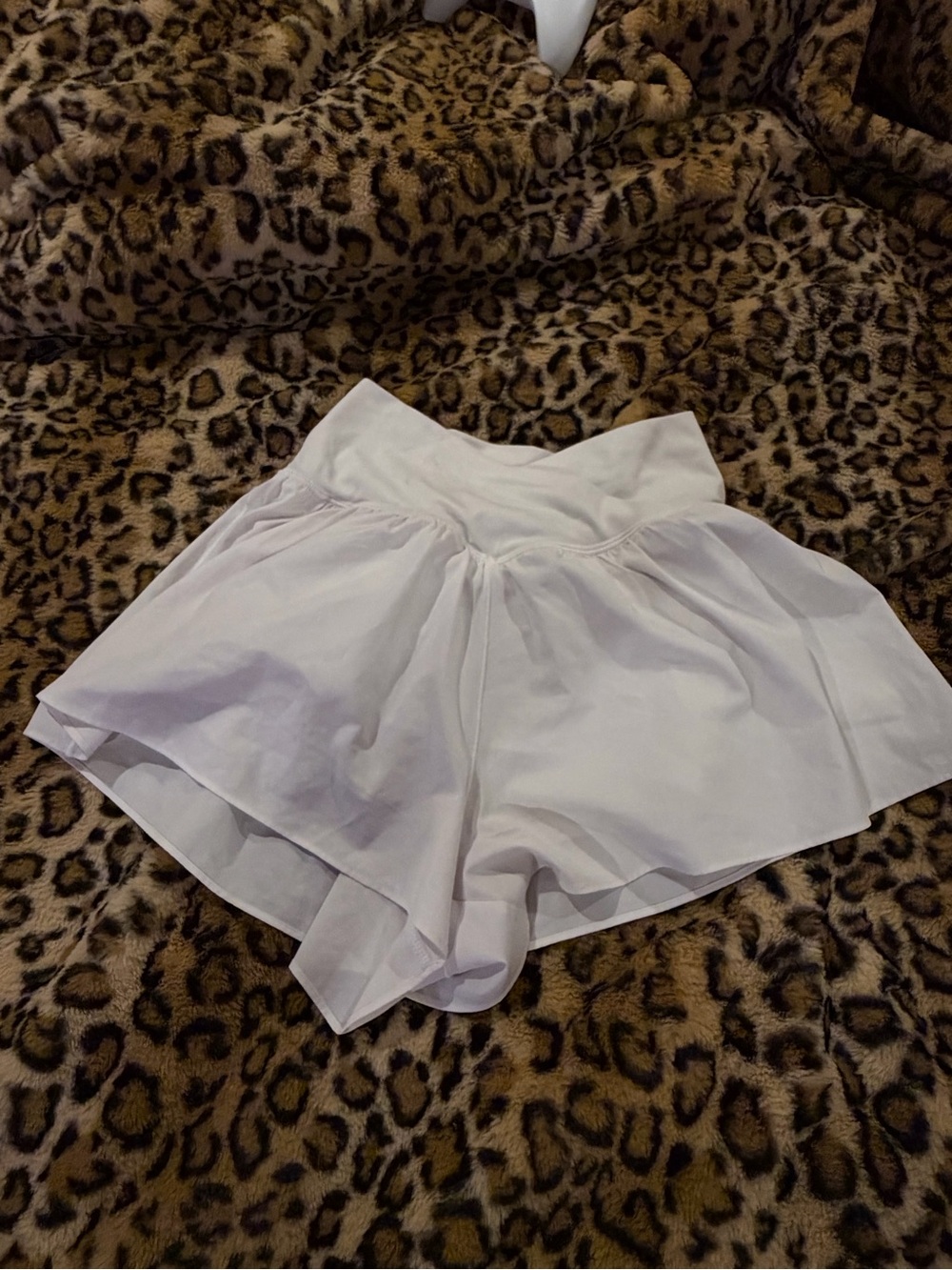 Arie High-Waist White Flowy Shorts